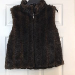 Investments Brown Faux Fur Vest-Size M